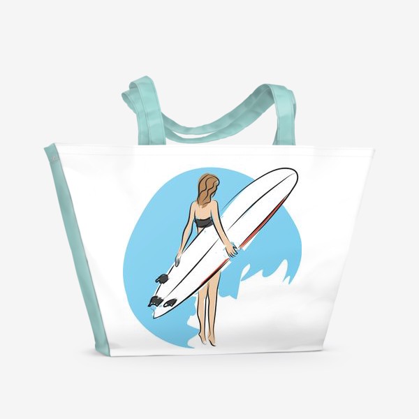 Пляжная сумка «Девушка с серфом »