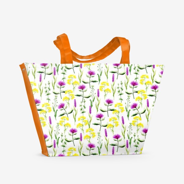 Пляжная сумка &laquo;Летние  луговые травы - цветочный фон&raquo;