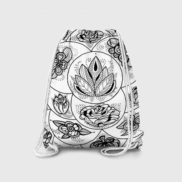 Рюкзак «Цветы в черно-белом»