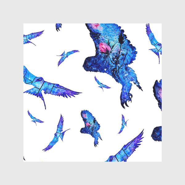 Скатерть «Акварельные птицы, совы и чайки »