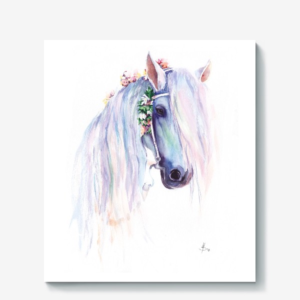 Холст &laquo;Лошадь с вплетёнными в гриву цветами&raquo;