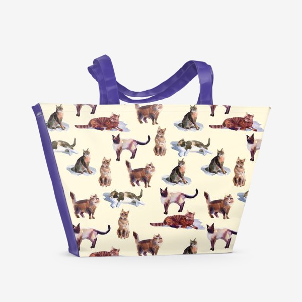 Пляжная сумка &laquo;Акварельные кошки&raquo;