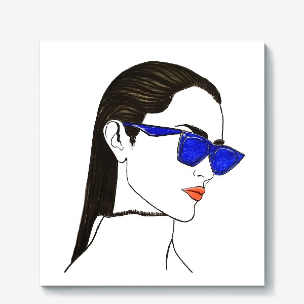 Холст «Девушка в очках - очки - Girl and sunglasses»