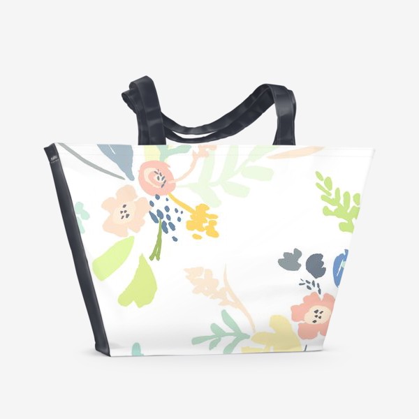 Пляжная сумка «нежные цветы на белом фоне»