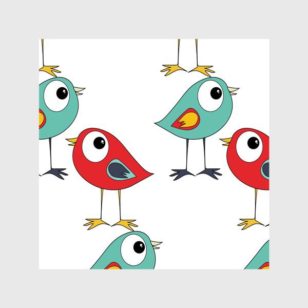 Шторы «Паттерн с разноцветными птичками»