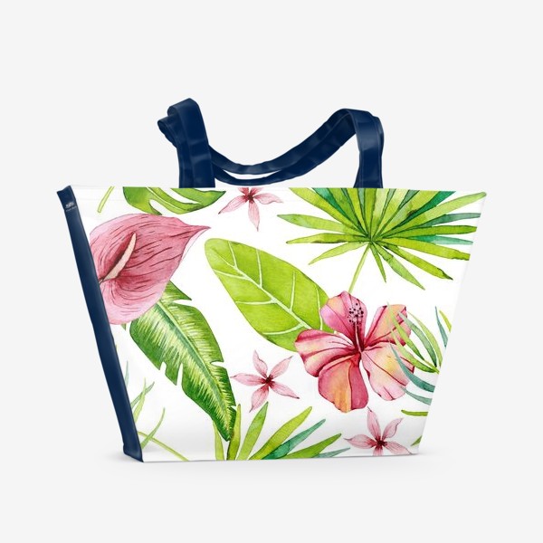 Пляжная сумка «Tropical leaves and flowers»