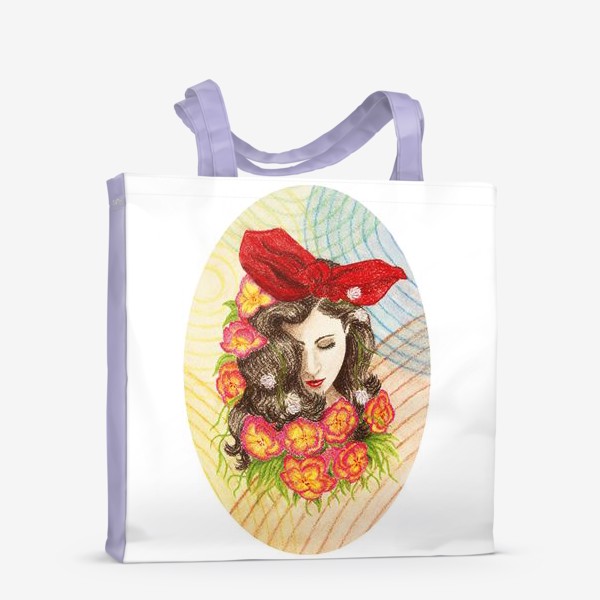 Сумка-шоппер «Девушка с бантом в цветах»
