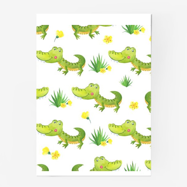 Постер «Узор с милыми крокодильчиками.»