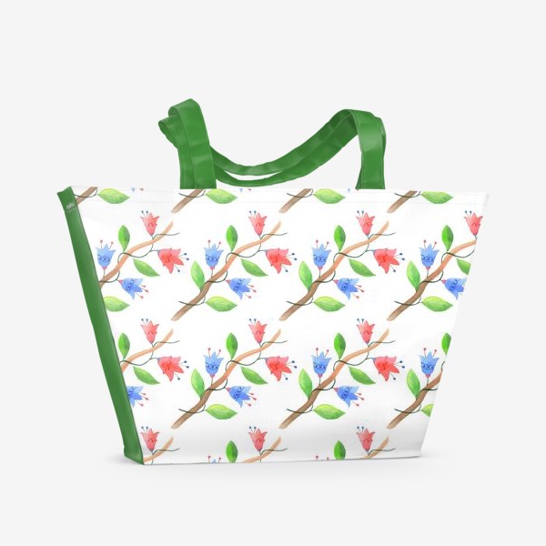 Пляжная сумка «Узор с декоративными цветами.»
