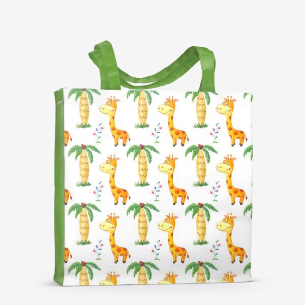 Сумка-шоппер «Милый узор с жирафами и пальмами.»