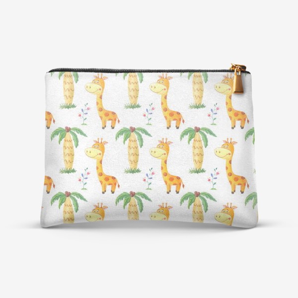 Косметичка «Милый узор с жирафами и пальмами.»