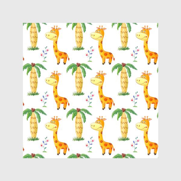 Шторы &laquo;Милый узор с жирафами и пальмами.&raquo;