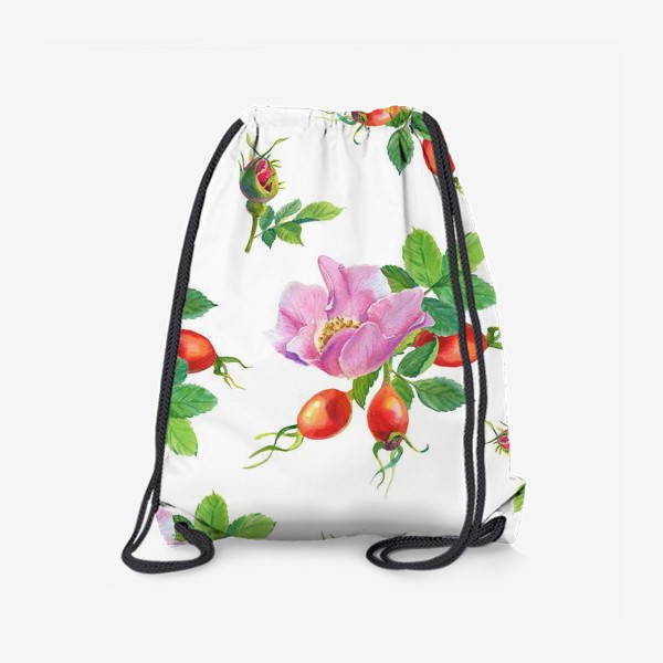 Рюкзак «Цветы и ягоды шиповника.Бесшовный узор.»