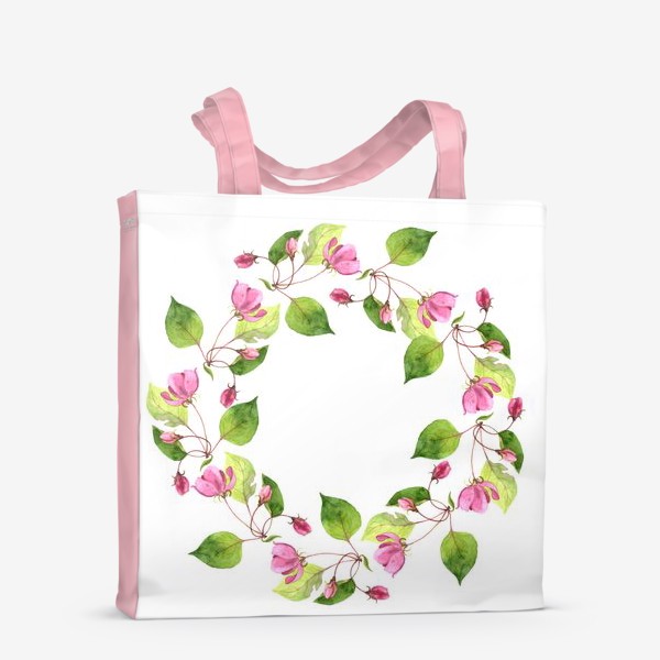 Сумка-шоппер «Венок из розовых цветов яблони»
