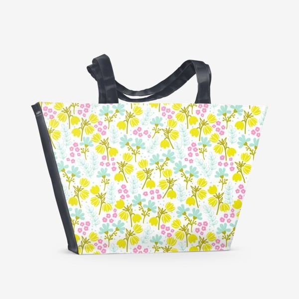 Пляжная сумка &laquo;Желтые и розовые цветочки&raquo;