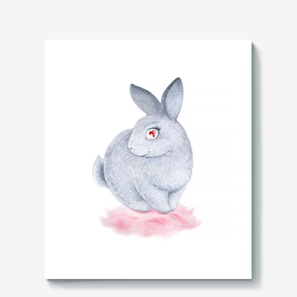 Холст «Влюбленная зайка (заяц, кролик, сердце, любовь)»