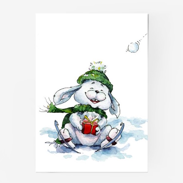 Постер &laquo;зайчик и снежок&raquo;