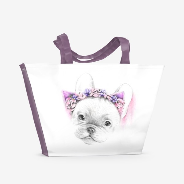 Пляжная сумка «Модная собака (Собаки, Французский бульдог)»