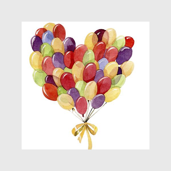 Шторы «Разноцветные воздушные шары в форме сердца»