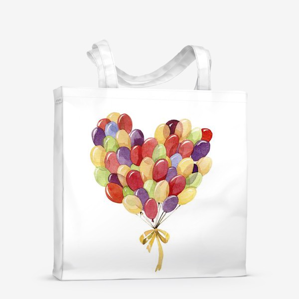 Сумка-шоппер «Разноцветные воздушные шары в форме сердца»