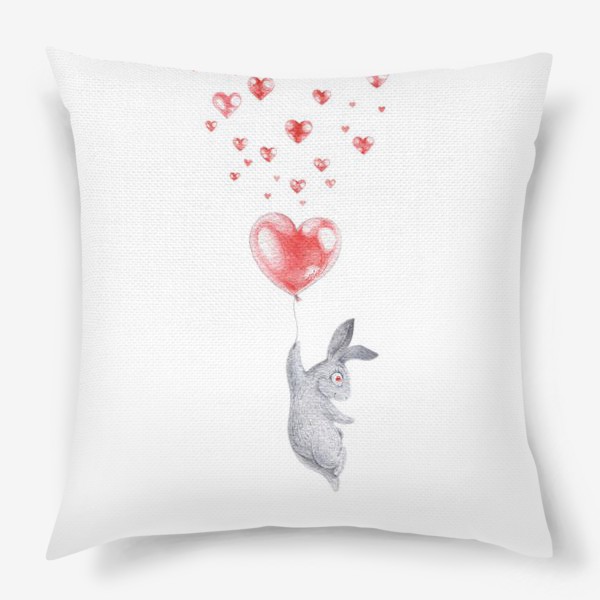Подушка «Влюбленный зайка с шариком (заяц, кролик, любовь, сердце)»