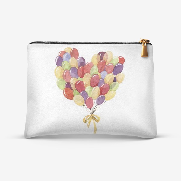 Косметичка «Разноцветные воздушные шары в форме сердца»