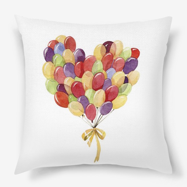 Подушка &laquo;Разноцветные воздушные шары в форме сердца&raquo;