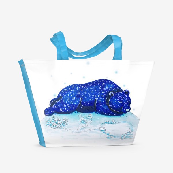 Пляжная сумка «Мишка спит. Зимний пейзаж»