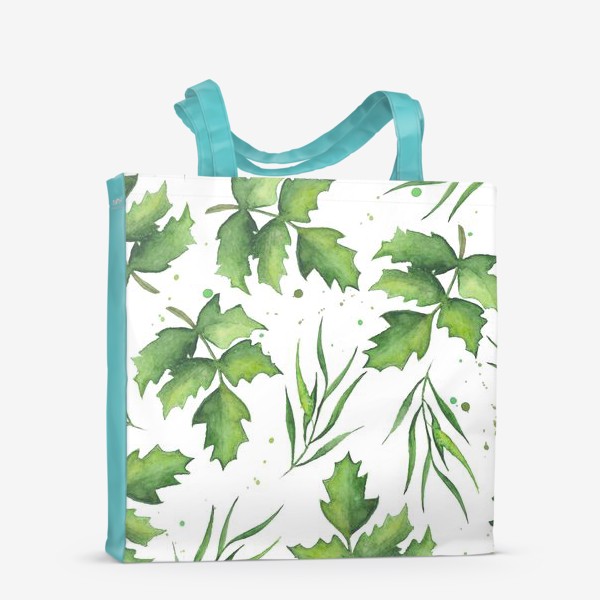 Сумка-шоппер «Акварельный зелёный листопад»