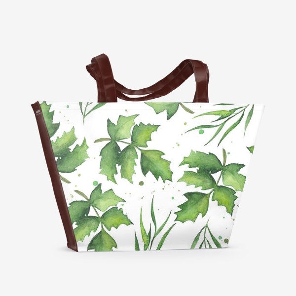 Пляжная сумка &laquo;Акварельный зелёный листопад&raquo;
