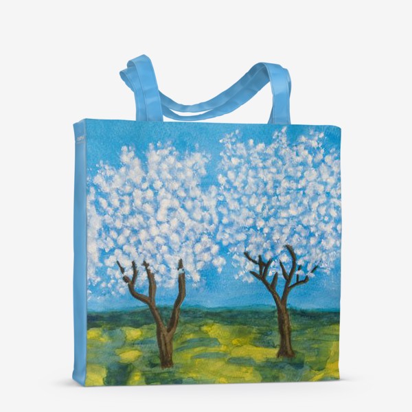 Сумка-шоппер «белые цветущие деревья»