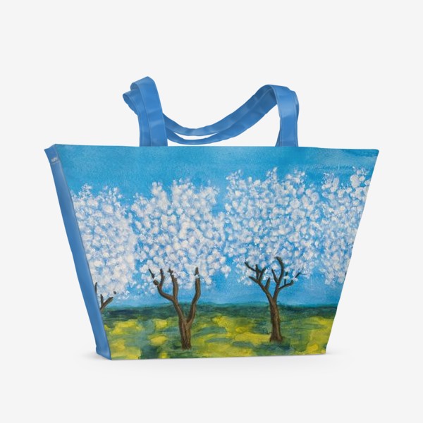 Пляжная сумка &laquo;белые цветущие деревья&raquo;
