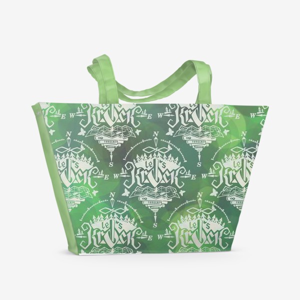Пляжная сумка &laquo;паттерн зеленый. книги и бабочки&raquo;