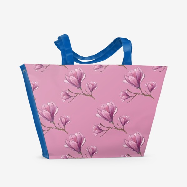 Пляжная сумка «Pink magnolia on pink»