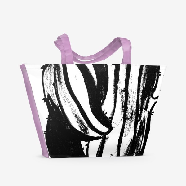 Пляжная сумка «Черно-белый кактус/Black and White Cacti»
