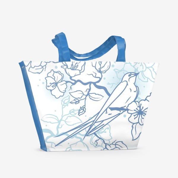 Пляжная сумка «Ласточка и цветущая сакура»