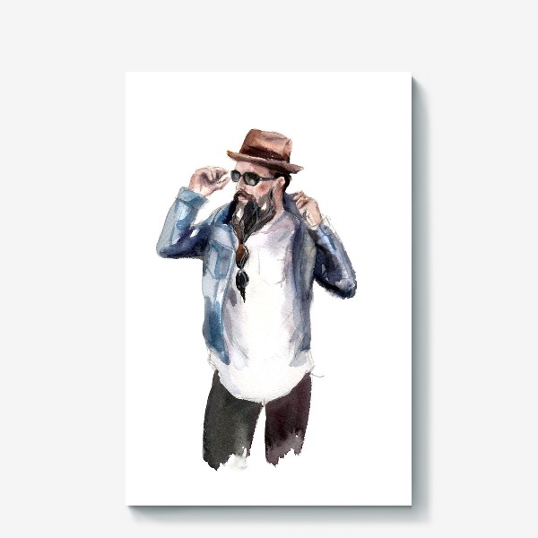 Холст «мужской портрет с бородой в шляпе»