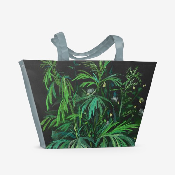 Пляжная сумка «Зеленое на черном / Green & black»