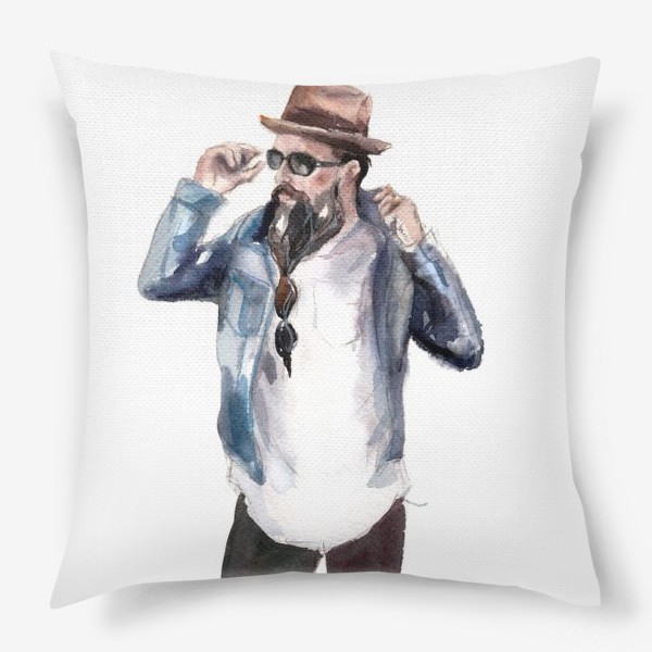 Подушка «мужской портрет с бородой в шляпе»