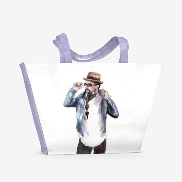 Пляжная сумка «мужской портрет с бородой в шляпе»