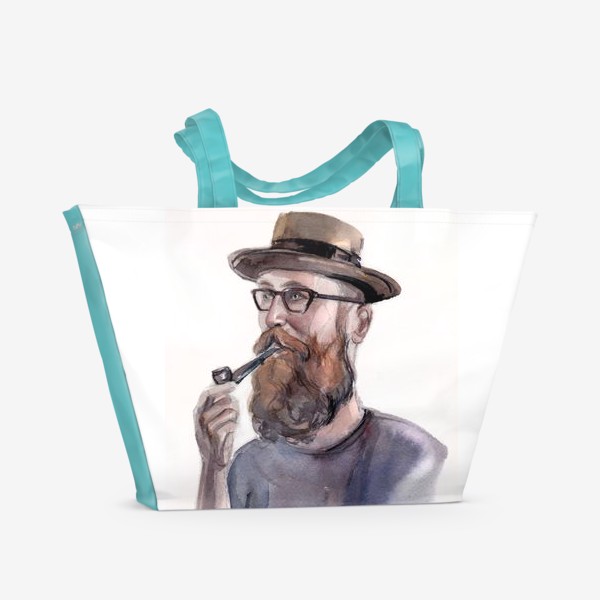 Пляжная сумка «Мужчина в шляпе курит»