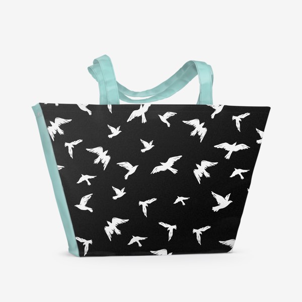 Пляжная сумка &laquo;Птицы на чёрном&raquo;