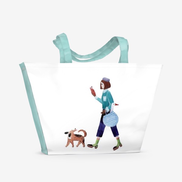 Пляжная сумка &laquo;Девушка с гусем и собакой&raquo;