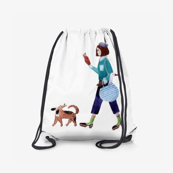 Рюкзак «Девушка с гусем и собакой»