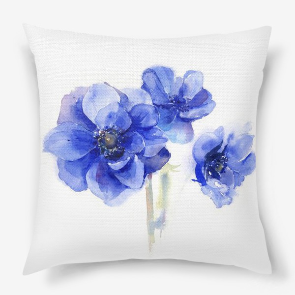 Подушка «Синие цветы Анемоны»