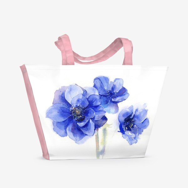 Пляжная сумка «Синие цветы Анемоны»