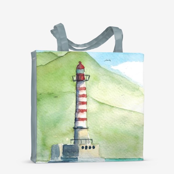 Сумка-шоппер «Акварельный маяк на берегу»