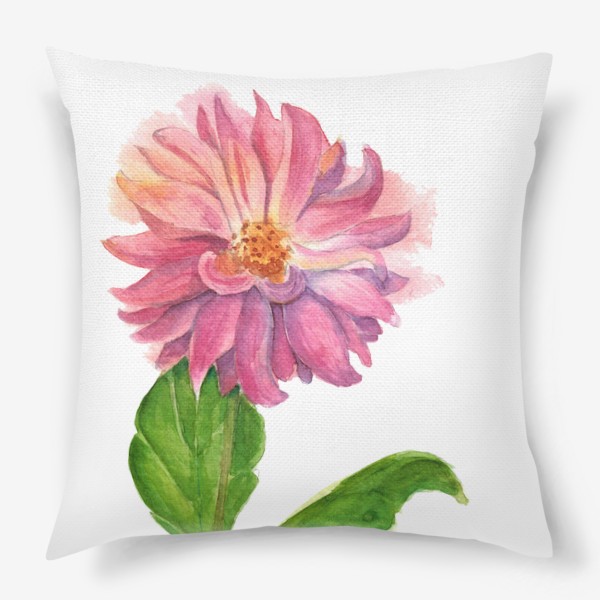 Подушка «Акварельный розовый цветок»