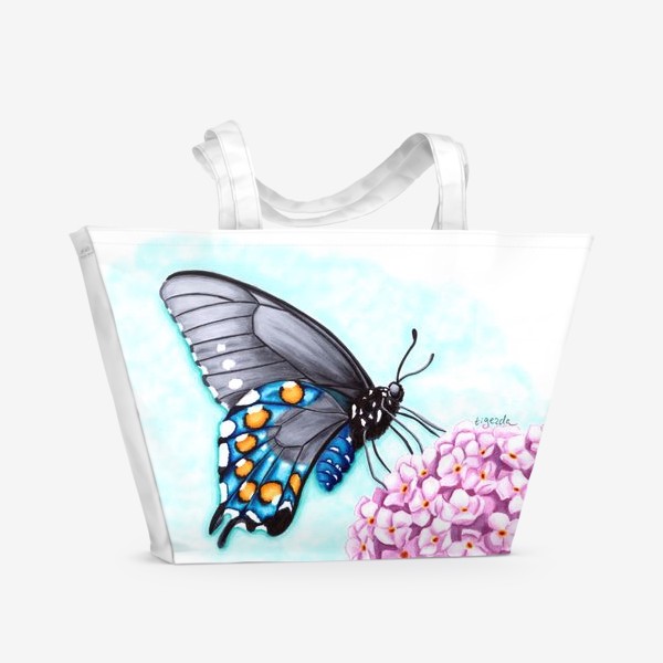 Пляжная сумка «Бабочка на цветке»