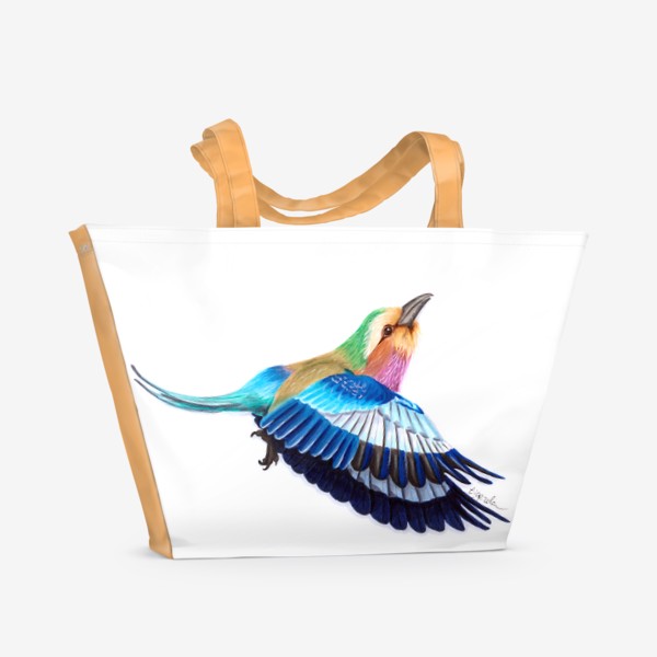 Пляжная сумка «Птица сизоворонка»